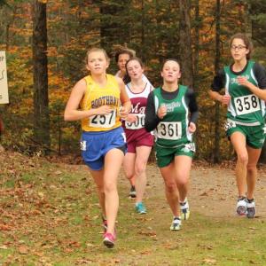 Hannah Morley finished third for BRHS and 14th overall at 22:41. SUE MELLO/Boothbay Register