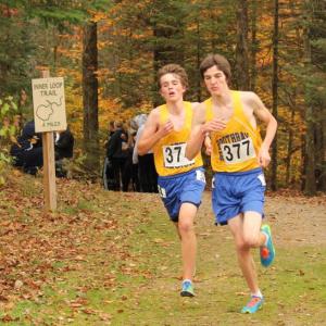 By about midway, Scully and Paolillo had pulled ahead and Campbell and Hasch, pictured here, were running neck and neck. SUE MELLO/Boothbay Register