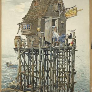 “OPEN FOR BUSINESS,” by the late watercolorist Maurice “Jake” Day will be on display at the Maine Art Prints Shop during the Twin Villages ArtWalk. 