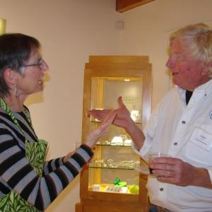 Ronna Lugosch, left, owner of Peapod Jewelry in Edgecomb, chats with Rusty Court of East Boothbay. Lugosch's Route 1 business hosted a Boothbay Harbor Region Chamber of Commerce, Business After Hours event on October 23. SUSAN JOHNS/Wiscasset Newspaper Ronna Lugosch, left, owner of Peapod Jewelry in Edgecomb, chats with Rusty Court of East Boothbay. Lugosch's Route 1 business hosted a Boothbay Harbor Region Chamber of Commerce, Business After Hours event on October 23. SUSAN JOHNS/Wiscasset Newspaper