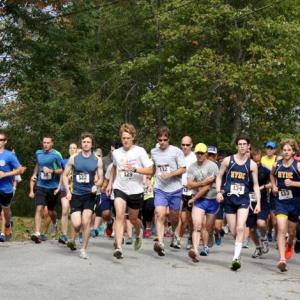 Ready, set, go! The runners are off on the 5k run to benefit the Patrick Dempsey Center for Cancer Hope & Healing. Runners raised a total of $1,700 during the race, which began and ended at the Boothbay Craft Brewery on Adams Pond Road in Boothbay. NICOLE LYONS/Boothbay Register