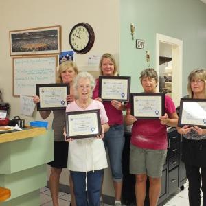 Marketplace Cafe sweeps the Wiscasset contest categories. From left are Kelley Lester, Shirley Main, Cindy Bradford, Tammy Blake and Gayna Shipley.