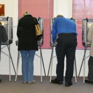 Voters hit the polls at the Boothbay Town Office. KEVIN BURNHAM/Boothbay Register 