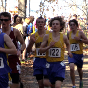 The Big Three: Joey Paolillo, Benn Scully and Robert Campbell try to push the pace half way through the champion ship race. RYAN LEIGHTON/Boothbay Register