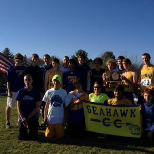 The Boothbay boys state champions. Front row left Trystan Mercier, Grant Giles, Sam Betts, Coach Lauren Forgues, Karl Alamo, Noah Sherburne. Back row left, Coach Nick Scott, Kyle Wilson, Shane Johnson, Kyler Carty, David Machon, Kyle Alamo, Brad Drummond, Matt Burnham, Joey Paloilio, Jack Hasch, Robert Campbell and Benn Scully. RYAN LEIGHTON/Boothbay Register 