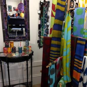 The painted silk scarves and panels of Gayle Fraas and Duncan Slade are part of this year's Gifts for Giving at Studio 53 in Boothbay Harbor. Courtesy of Studio 53