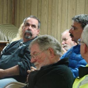 Edgecomb Planning Board Chairman Jack French, center, and the planning board’s former chairman Dave Boucher, left, were among 21 voters taking part in a special town meeting November 18. SUSAN JOHNS/Wiscasset Newspaper Voters at special town meeting in Edgecomb