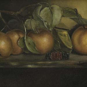 Asian Pears by Heather Gibson-Lusk, oil, 5 by 7 inches. Asian Pears, Heather Gibson-Lusk