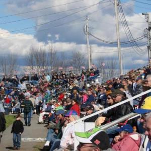 Thousands turned out for an October 2012 special day of racing after Richard and Vanessa Jordan bought Wiscasset Raceway and restored its old name, Wiscasset Speedway. File photo. October 2012 photo of crowd at Wiscasset Speedway