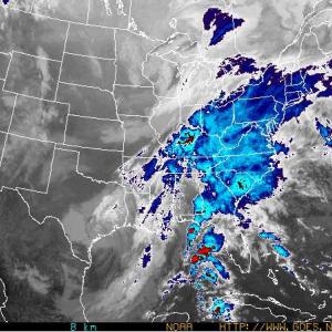 Tonight’s storm looms on the weather map. (Courtesy of the National Oceanic an Atmospheric Administration)