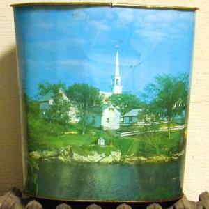 The little waste can with a scene on the Mill Pond in East Boothbay. GARY DOW/Boothbay Register