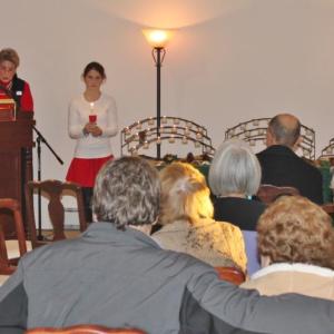 Mike Hall, owner of Simmons, Harrington & Hall, and Pastor Katherine Pinkham, pastor of the Edgecomb Congregational Church, conduct the Service of Remembrance at Simmons, Harrington & Hall Funeral Home in Boothbay on December 7. Courtesy of Simmons, Harrington & Hall Funeral Home