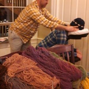 A Damariscotta Winter Market customer enjoys a chair massage from Big Toe Body Works. Courtesy of Big Toe Body Works massage