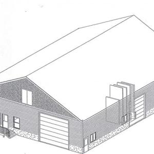 The front view of the Harbor Bait building, as designed by the town of Boothbay Harbor.
