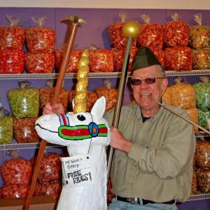 A Silver Lining Owner Tony Heyl rides George the Unicorn. George has been given a temporary home at Coastal Maine Popcorn, where kids (and adults) can still enjoy riding him. KATRINA CLARK/Boothbay Register