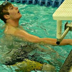 Seahawk Brad Tibbetts craning his neck to check out his first-place score during a recent home meet. KATRINA CLARK/Boothbay Register