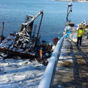 The Round Pond Marine barge. BEN BULKELEY/Wiscasset Newspaper