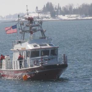 The Portland fire boat arrives in Boothbay Harbor on Thursday morning, Feb. 20. KEVIN BURNHAM/Boothbay Register fire boat