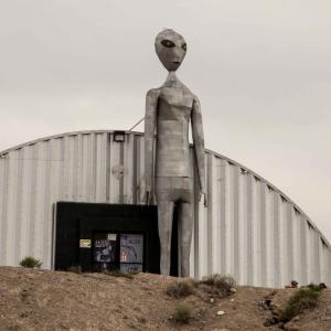 An alien stands guard over the Extraterrestrial Highway in Nevada. Courtesy of Bruce Barlow