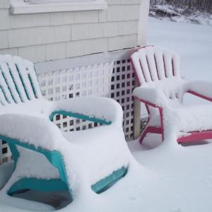 These deck chairs will be put to use again in a few short months. SUZI THAYER/Boothbay Register