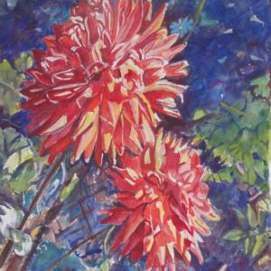 “Betsy Five," dinner plate dahlias by Elizabeth Palmer.