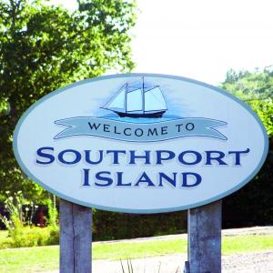 Thankfully, the Southport welcome sign has not gone missing. GARY DOW/Boothbay Register