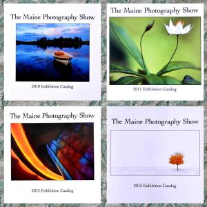 The past four cover photos of the Maine Photography Show catalog. Courtesy of Peggy Powis
