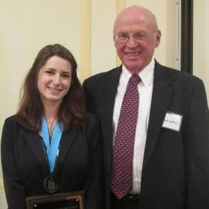 CMCC Student of the Year Shelby Neuschwanger is pictured here with former Maine Chief Justice Daniel Wathen, who also served previously as chairman of the Maine Community College Board of Trustees. Courtesy of Roger G. Philippon