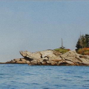 “Thread of Life - Dragon Rock” watercolor by Consuelo Eames Hanks Consuelo Eames Hanks