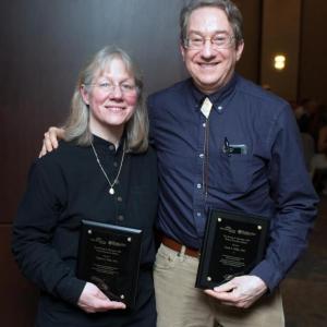 Lincoln Medical Partners general surgeon Garth Miller received the Roger A. Renfrew, MD, Rural Teaching Award at the Maine Track Program Graduation earlier this month. The Maine Track Program is a unique medical school program that brings third-year medical school students to rural communities where they can develop the relationships that often lead them to return following graduation. He is pictured with Virginia A. Eddy, MD, Tufts University School of Medicine Professor, who received the Robert S. Hillman, MD, Urban Teaching Award. Courtesy photo