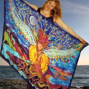Boothbay artist Lizzy Direcktor, a new member of the Saltwater Artists Gallery, will have prints of this scarf available during the 2014 season. Lizzy Direcktor / Spiritwear