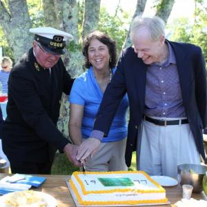 Photo of Howard Wright, Elaine Jones and Earle Shettleworth, Jr.