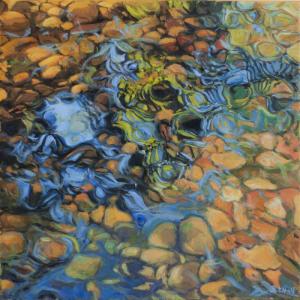 "Beneath the Surface," a 20 by 20-inch acrylic by Jennifer Litchfield of Trevett, is one of 120 art works in the eighth annual member show at River Arts Gallery. Courtesy of Linda Morkeski "Beneath the Surface," Jennifer Litchfield Trevett ME