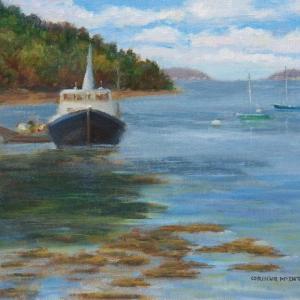 “Quiet Morning at Linekin Bay,” 11 by 14-inch oil by Corinne McIntyre Corinne McIntyre
