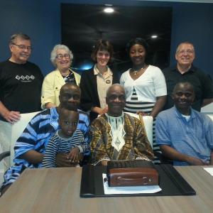 Some of the presenters at the summit held at Newagen Seaside Inn. Pictured from left are, back row: Professor Ralph Kee of Gordon Conwell Theological Seminary, Boston, Mass. campus; the Rev. Judith Kee, MPH, Universal Human Rights International (UHRI) Boston, Mass.; Dr. Carmen E. Aldinger, MPH, consultant to UN agencies and nonprofit organizations; Saawile Krua, wife of Torli Krua; Dr. Gregg Detwiler, director, intercultural ministries, Emmanuel Gospel, center; front row: Torli H. Krua, founder, YOUNG-Africa (holding his son, Mahn); the Rev. Mahn C. Krua Sr., proprietor, Ziah Mission School-Liberia; Michael Mendoabor, manager, High Tech Applications Liberia. Courtesy of Torli H. Krua