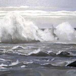 "Early Morning Surf," acrylic, by Ann Hedgecock is on display at the current show at the Boothbay Region Art Foundation. Courtesy of BRAF Ann Hedgecock