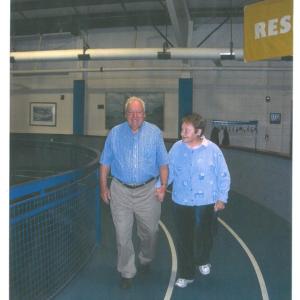 John and Charlotte Druce using the YMCA track. Courtesy of the YMCA