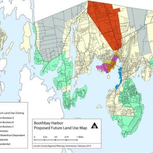 The proposed land use map for the 2014 Boothbay Harbor Comprehensive Plan.