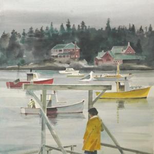 This Albert Pucci watercolor is currently being exhibited with other works by the artist at the Georgetown Historical Society. Courtesy of Diane Morin Albert Pucci watercolor