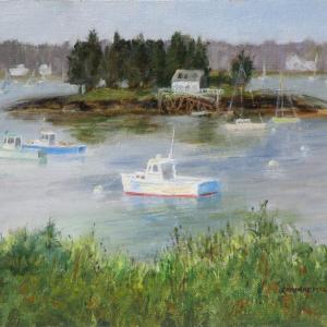 “Summer in the Harbor,” 11 by 14-inch oil by Corinne McIntyre. One of the artist's new works in her upcoming show, "Summer in Full Swing," in August. Courtesy of Corinne McIntyre Corinne McIntyre