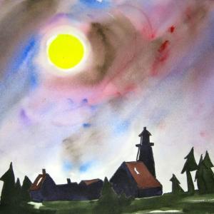 "Monhegan Light Out," watercolor on paper by Boothbay artist Ellen Hutcheson, on display at Damariscotta River Grill in the "Painting Maine" show. Ellen Hutcheson