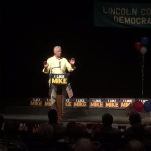CONGRESSMAN MIKE MICHAUD, D-Millinocket, spoke Monday during a rally in Damariscotta. Courtesy of Lizzy Reinholt