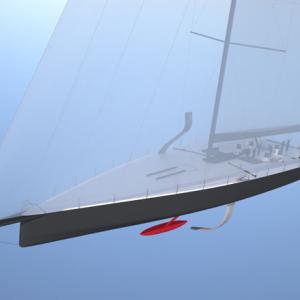 A drawing of the NewCubed carbon race boat scheduled to be launched at Hodgdon Yachts this week. Courtesy of Hodgdon Yachts
