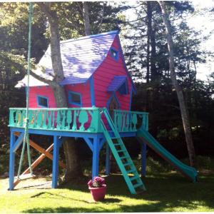 BRIANNA CAMPBELL’S TREEHOUSE, built by her dad, Ronnie Campbell, was completed for her third birthday on Sept. 24 last year. SUZI THAYER/Boothbay Register