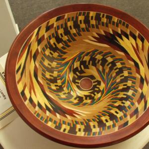 Wood confetti bowl by Lou Landry