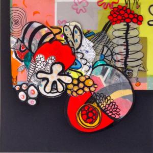 “Gestation,” a mixed media painting by Dyan Berk, of Lincolnville, formerly of Monhegan, can be viewed at the Hall Gallery at Miles Memorial Hospital Oct.18 through Nov. 28. Gestation by Dyan Berk