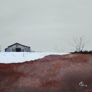 “Ghost Hill,” a 12 by 12-inch canvas by Nathan Campbell. Courtesy of Boothbay Region Art Foundation