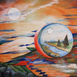 “World Crop” by Jeanne Piccini, on exhibit at the Harlow Gallery in Hallowell. Courtesy of Deb Fahy “World Crop” by Jeanne Piccini