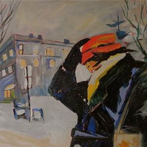 “Lady in a Red Hat,” acrylic painting by Cory Hart “Lady in a Red Hat,” Cory Hart