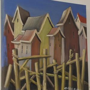 “Pier & Homes,” oil by Ken Carlson